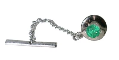 .54 Carat Round Columbian Emerald Gem Sterling Silver Tie Tack EBSTT262/101024 - Image 1 of 2