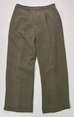 Pantalones Rena Rowan Talla 14 Sage Tiro Alto Pierna Ancha Plisados 100% Seda Nuevos con Etiquetas Foto 1 de 4
