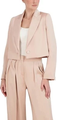 Chaqueta corta para mujer BCBGMAXAZRIA ROSA POLVORIENTO manga larga cuello en V, EE. UU. 2X-pequeña Foto 1 de 4