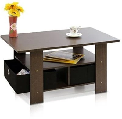 Brand New! Furinno 11158DBR/BK Coffee Table with Bins, Dark Brown/Black - Image 1 of 2