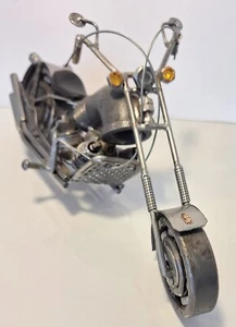 Scrap Metal Art Handmade Nuts & Bolts Sculpture Model Motorcycle 12 Inch - Picture 1 of 7
