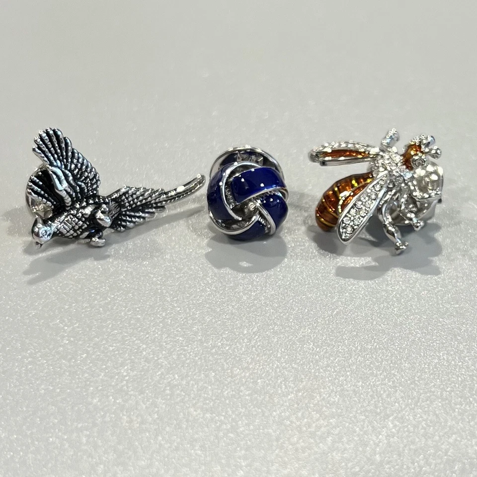 3 Pieces Lapel Pin Set Fancy Men Suit Brooches - Image 1 of 4