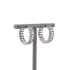 Swarovski Matrix Hoop Earrings, Baguette Cut, Gray, Ruthenium Plated 5658650