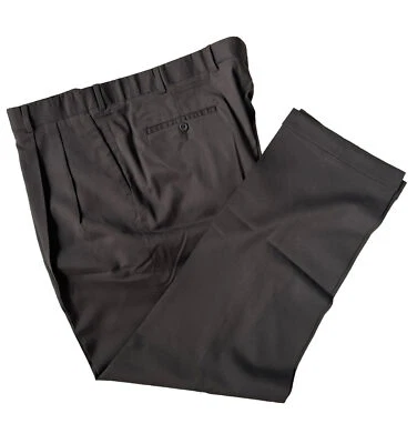 LORO PIANA Custom 40R Brown Super 130's Wool Pleated Cuffed Pants Four Seasons - Image 1 of 4