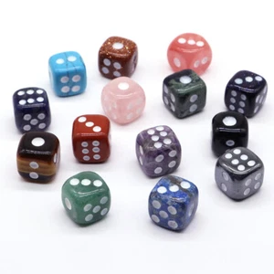 15mm Natural Stone Carved 6Sided Round Corner High Quality Boutique Crystal Dice - Picture 1 of 22