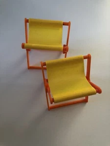 2 Vintage Barbie Country Camper Folding Camp Chairs/Stools Mattel 1970 - Picture 1 of 3