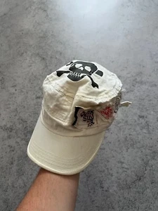 Gorra de colección Quiksilver sombrero blanco Y2K ropa de calle estampado de calaveras botín de goteo bombo - Imagen 1 de 13