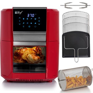 Deco Chef 12.7QT Digital Air Fryer Oven, with 3 Racks + Rotisserie, Red