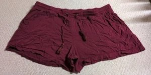 Boutique Womens Size 3X Maroon 100% Rayon Shorts With Drawstring 22 - Picture 1 of 4