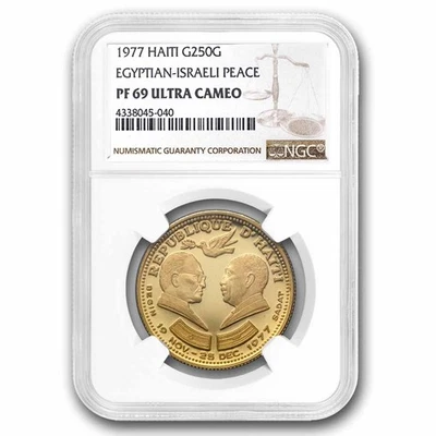 1977 Haiti Proof Gold 250 Gourdes Sadat-Begin Peace PF-69 NGC - Image 1 of 3