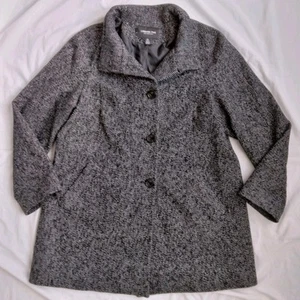 London Fog Collection Pea Coat Jacket Black White Career Casual Women's Size XL - Picture 1 of 10