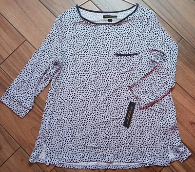 Donna Karan Sleepwear Top Women’s Size Small Modal Knit 3/4 Sleeves Gray Animal - Image 1 of 4