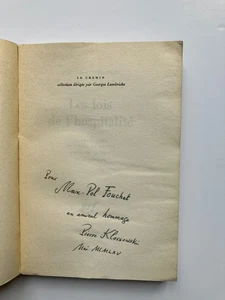 Pierre KLOSSOWSKI "Les lois de l'hospitalité" avec ENVOI sur S.P. Gallimard 1965 - Picture 1 of 3