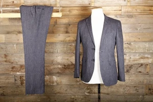Traje de lino 36R 32W 31L gris a rayas - Imagen 1 de 9