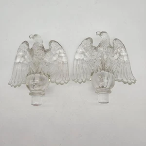 Antique Imperial Clear Glass Eagle Candle Adaptor Pair Set of 2 - Picture 1 of 14