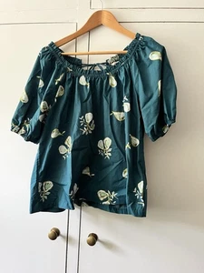 Fat Face Ronnie Teal Fig Print Top In Size 14 - This Season - Picture 1 of 6