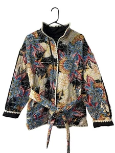 7 FOR ALL MANKIND Embroidered Paisley Belted Womens Quilted Jacket Size L - Picture 1 of 6