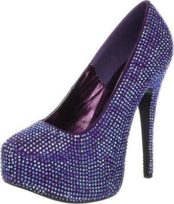 Sexy 5.75" Tacón Oculto Plataforma Bomba Formal Conjunto Zapatos con Estrás Talla 7 Foto 1 de 4