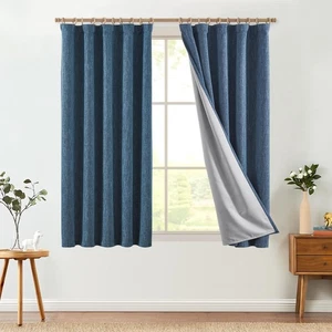 Burlap Look Blackout Curtains - Lined Linen Textured Curtains for Bedroom & L... - Picture 1 of 8