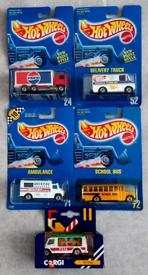 1989 MATTEL HOT WHEELS: Pepsi Hiway Hauler,Ambulance,School Bus,Truck + BONUS - Image 1 of 4