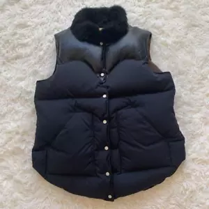 Ancient Forests York Down Vest Real Fur Genuine Leather Black - Picture 1 of 16