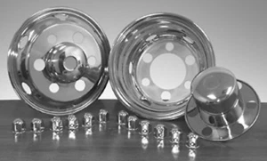 16" ISUZU NPR 6 Lug Dually Wheel Simulators BOLT ON stainless steel cabover new - Picture 1 of 1