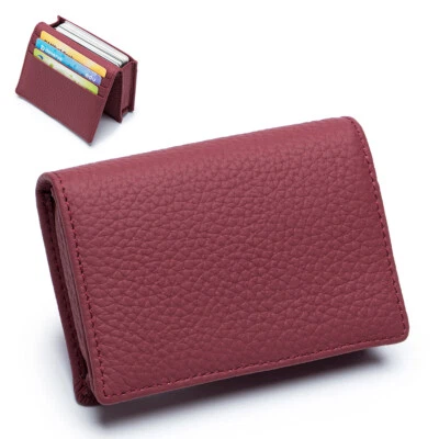 Genuine Leather Business Name ID Credit Card Pocket Holder Wallet Case Organizer - Image 1 of 4