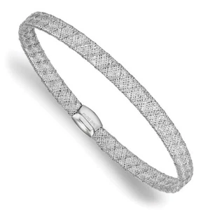 Brazalete de cadena elástico de lujo chapado en diestro real de 14kt con chapado en blanco; 7,5 pulgadas - Imagen 1 de 4