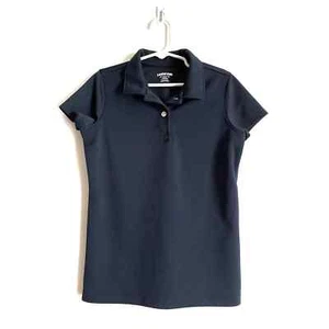 Land's End navy blue, short sleeve collared top. Size 7-8. - Picture 1 of 5