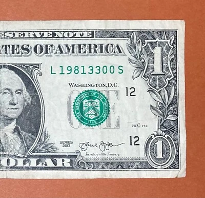 1981 March 3 (L 19813300 S) Birthday Note $1 One Dollar Bill (1981 / 3 / 3__) - Image 1 of 3