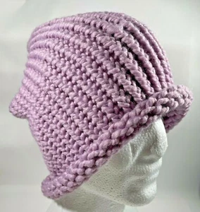 Handgestrickte XL Mütze Beanie Lavendel Lila Erwachsene Teen Herren Damen Wollmischung - Bild 1 von 4