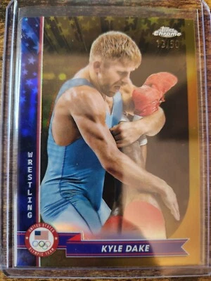 2024 Topps Chrome US Olympics Kyle Dake Gold Refractor 13/50 #9 Wrestling - Image 1 of 2
