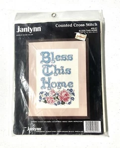 Janlynn Bless This Home #96-01 Counted Cross Stitch Kit Roses 12 X 16 Rare - Picture 1 of 2