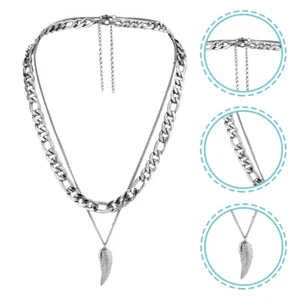 Men Pendant Hip Hop Necklace Angel Wing Pendant Clavicle Chain - Picture 1 of 12