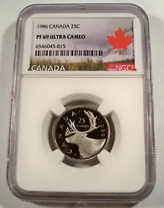 1986 CANADA 25c NGC PF69UCAM QUARTER PROOF ULTRA CAMEO PR 69 - Picture 1 of 3