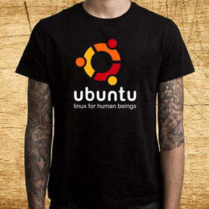 Ubuntu Linux Famous Operating System Logo Men's Black T-Shirt Size S-3XL