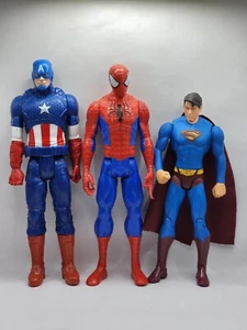Spiderman, Captain America, And Superman Action Figures - 11" And 10" - Marvel - Picture 1 of 9