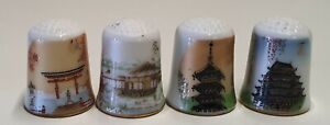 Set of Fine Porcelain Thimbles The Four Seasons of the Year Made in Japan MIB
