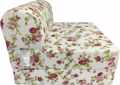 Roses White Sleeper Chair Folding Foam Beds, Portable Guest Bed 6 x48x 72 - Image 1 of 2