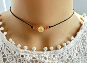 Citrine CHOKER NECKLACE Natural Crystal Healing Adjustable Gift - Picture 1 of 6