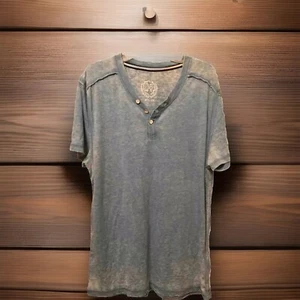 Society Men Vintage Stonewashed Inside Out Style V-Neckline T- Shirt Size M Blue - Picture 1 of 16