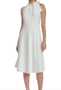 Maggy London G5203M Damen A-Linie Midikleid Neckholder Plissee Biesen und Schleife US 16 - Bild 1 von 12