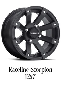 NEW 12X7 RACELINE A79 Scorpion ATV/UTV Rim 4X110 Offset 2+5 Satin BlacK Wheel - Picture 1 of 3
