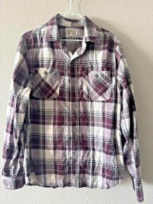 Converse One Star Men's Button-Up Shirt – Size Small – Burgundy Stripes - Image 1 of 4