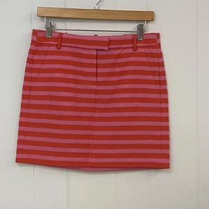 J Crew Skirt Women's 2 Pink Orange Stripe Cotton Blend Textured Pockets A5793 - Picture 1 of 10