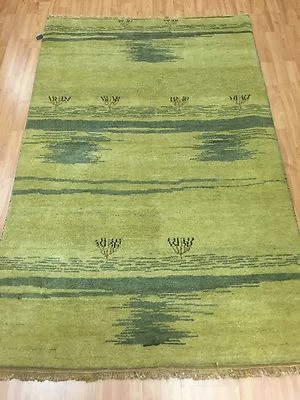 4' x 6' New Indian Gab beh Oriental Rug - Hand Made - 100% Wool - Modern - Image 1 of 4