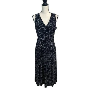 Anne Klein Black and White Polka Dot Stretch Jersey Career Dress Size 10 - Picture 1 of 8