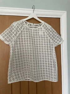NEXT Ladies Top white Lace sheer short sleeve size womens 16 NEW WITH TAGS - Picture 1 of 6