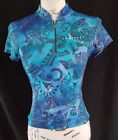She Beest Sheebeest Womens Blue Geometric Print Cycling Shirt Size S        z44