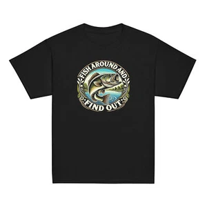 Fishing Youth Shirt | Fish Around and Find Out | Funny Bass Fishing Tee for Kids - Picture 1 of 7